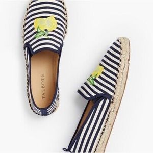 Talbots Izzy Espadrilles In Embroidered Lemons Size 7.5
